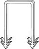 TECE Haltenadel in U-Form, mit zwei nach unten gerichteten Pfeilen, die auf die Verwendung als Befestigungselement hinweisen. Klar strukturierte, geometrische Gestaltung.